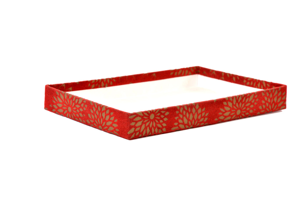 Handmade tray, open with flat base, vertical borders, use for display & packaging.