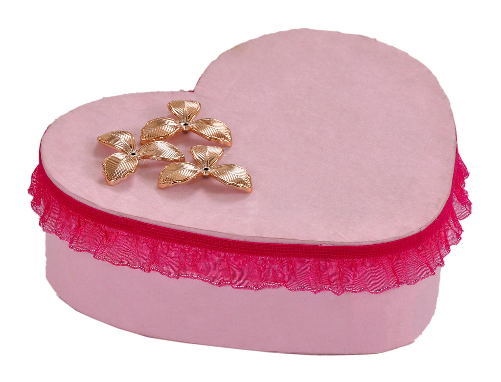 Handmade, heart shaped, chocolate box, pink handmade sheet.