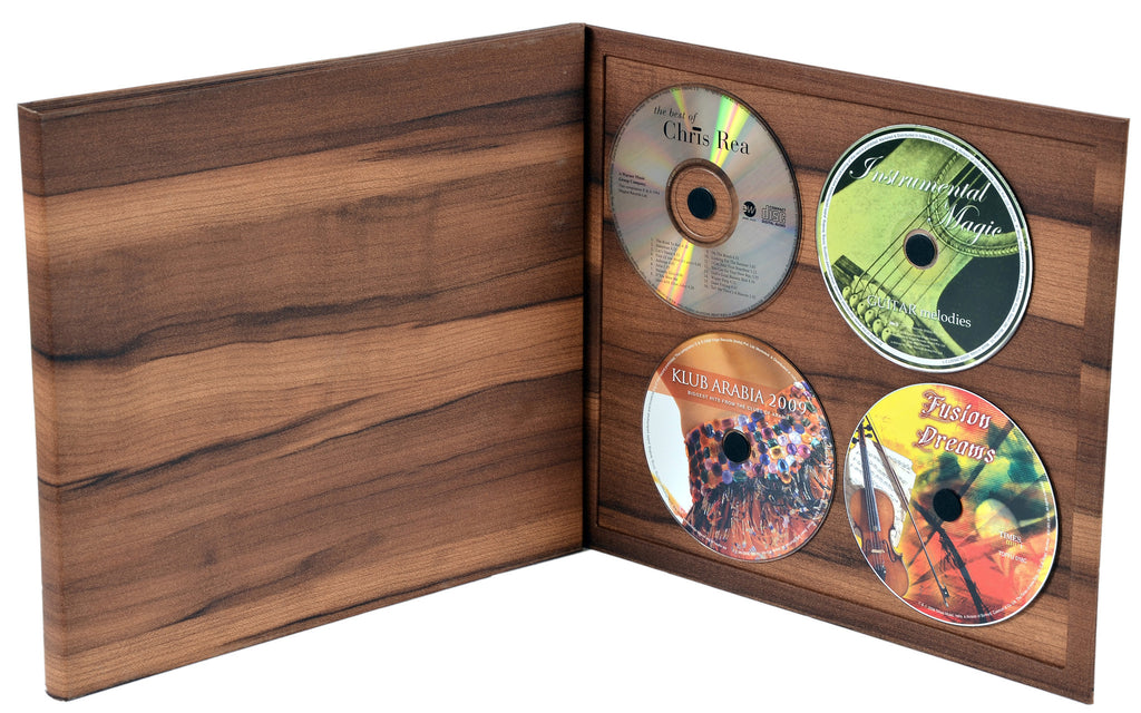 Handmade folding CD cover, made with wood finish paper.