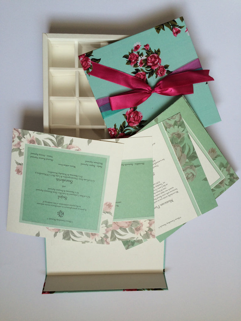 handmade wedding card with box partitions