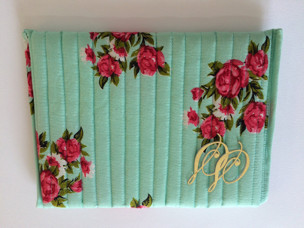 Handmade wedding card with reusable pouch made in floral cloth