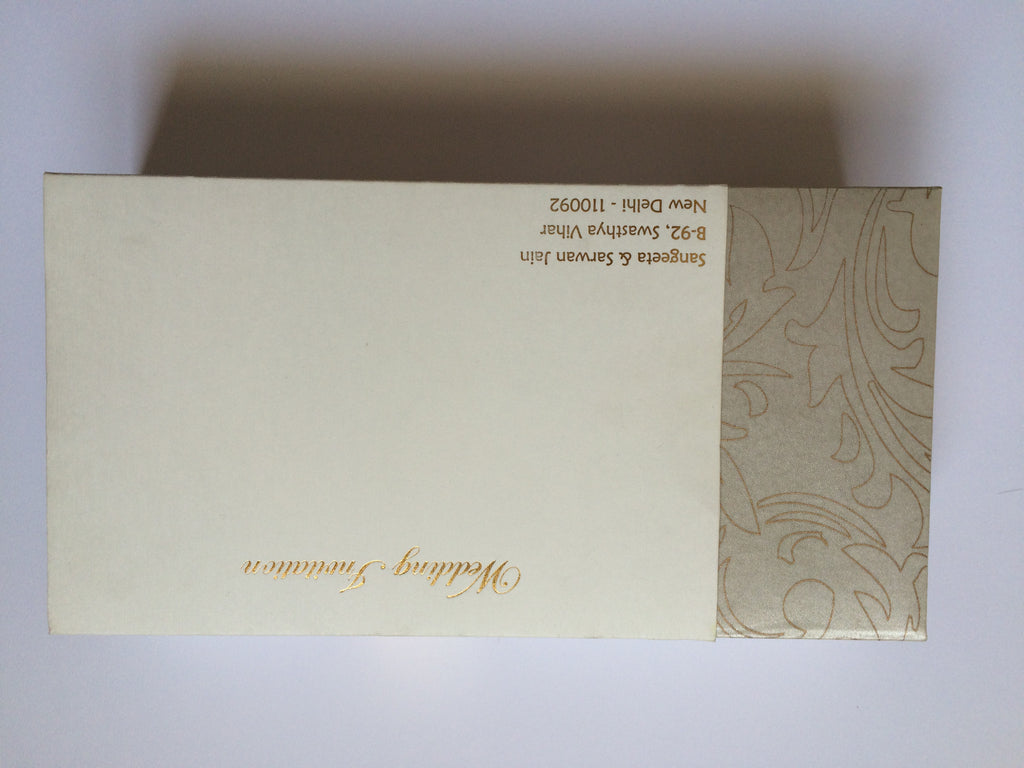 Handmade wedding card with a flat shelf and compartments