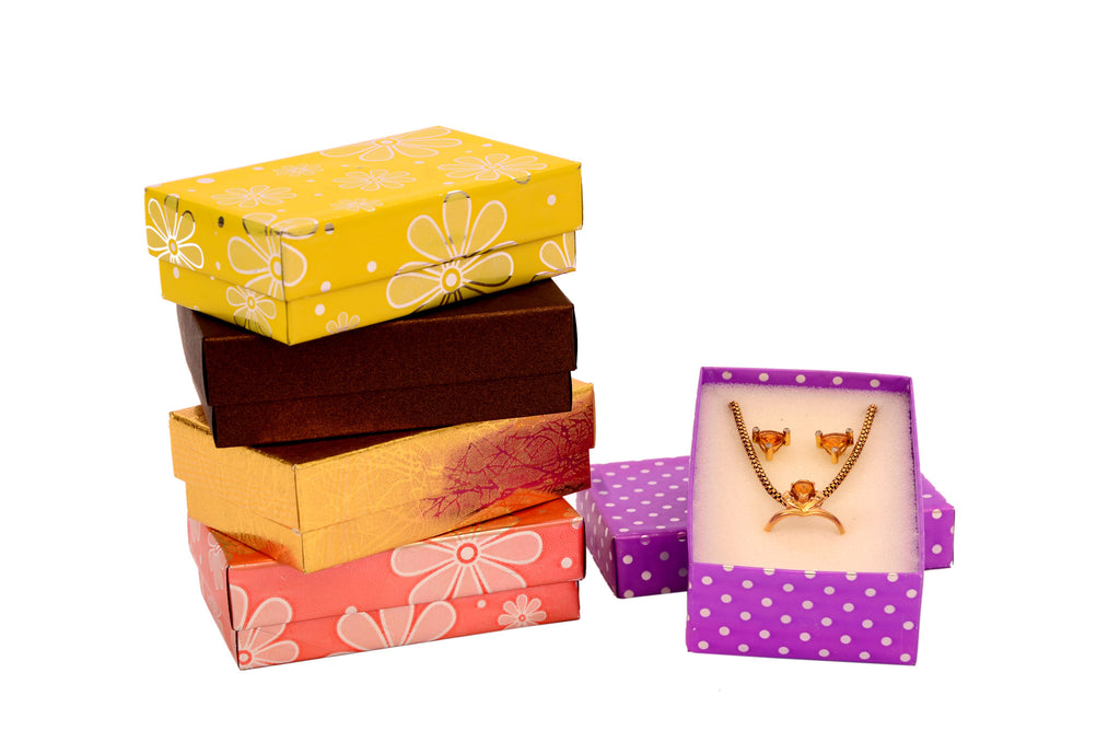 Handmade compact jewellery box with velvet cushion,  multiple colours and designs