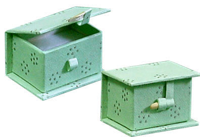 Handmade, ring box, compact, velvet cushion, sliding stick lock