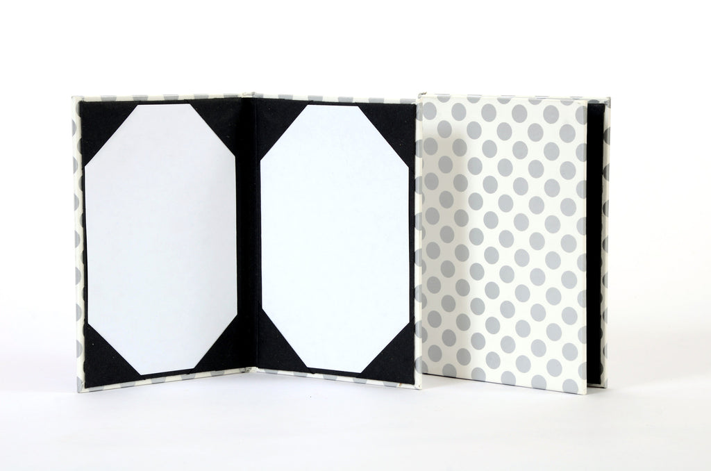 Handmade photo frame made in rich silver polka dot paper