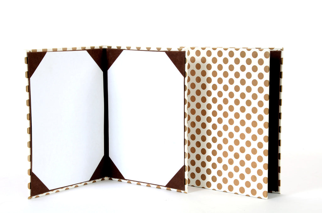 Handmade photo frame made in rich golden polka dot paper