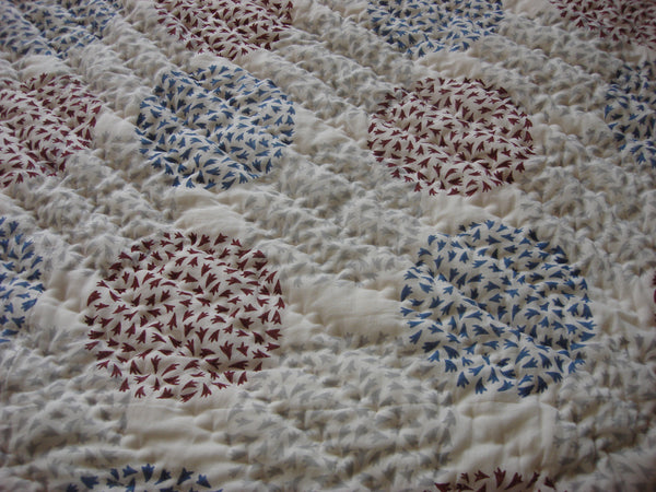 Handmade quilt, reversible, cotton, block printed maple leaves, nature’s delight