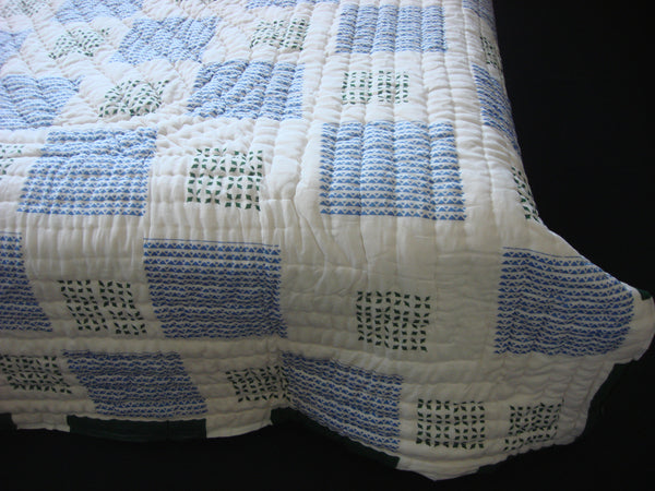 Handmade quilt, reversible, cotton, block printed beautifully in alternate pattern.