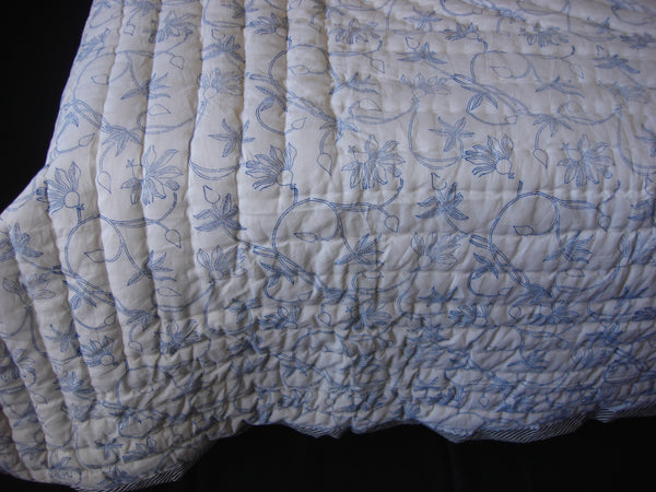Handmade quilt, reversible, cotton, block printed, intrinsic design
