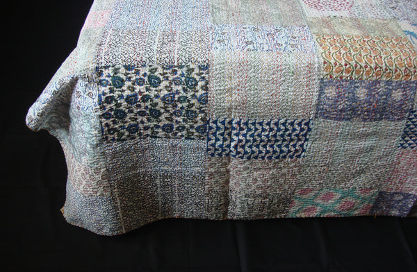 Handmade Block printed Patchwork Throw - Pastel Colors