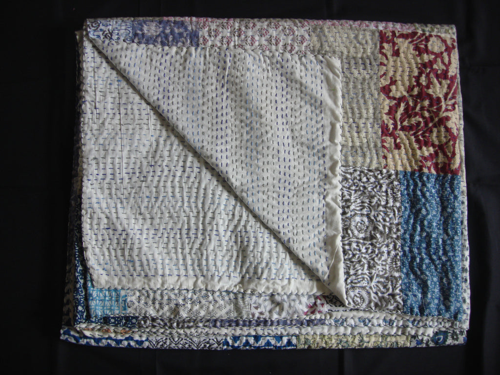 Handmade Block printed Patchwork Throw - Pastel Colors - TPW-105