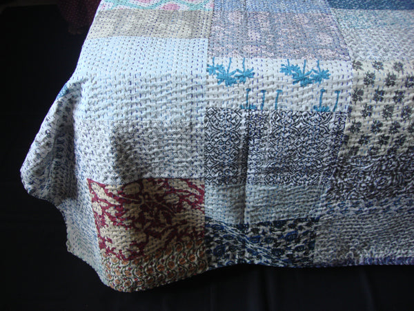 Handmade Block printed Patchwork Throw - Pastel Colors - TPW-105