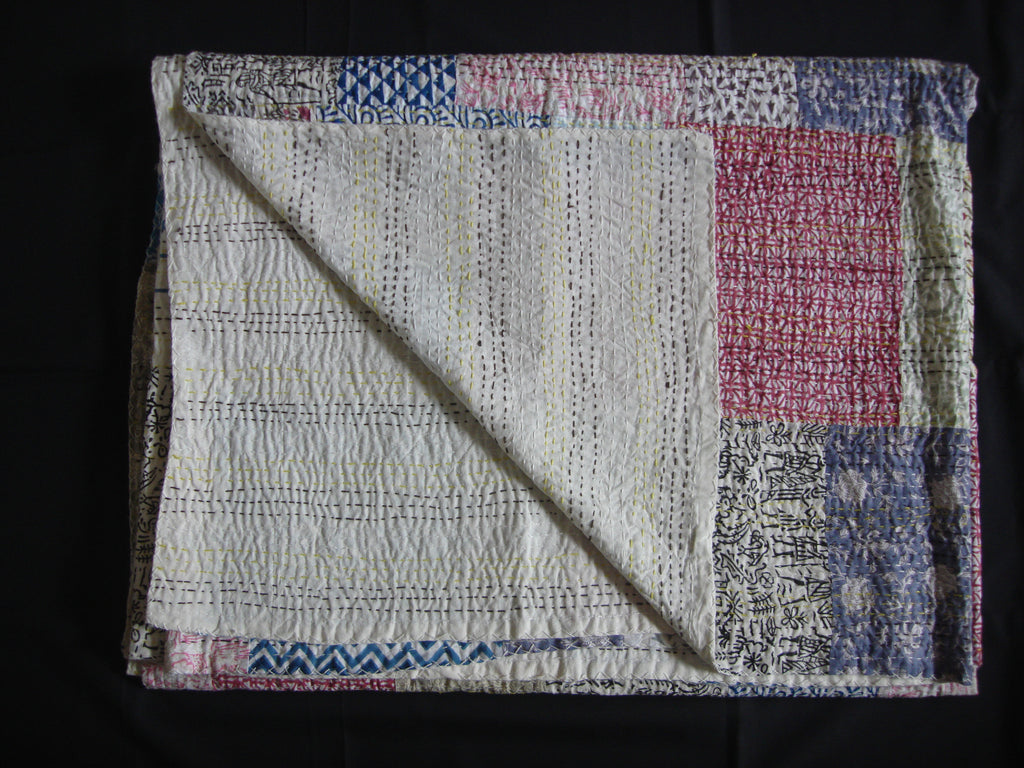 Handmade Block printed Patchwork Throw - Pastel Colors  - TPW-106