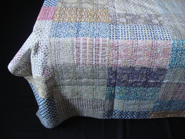 Handmade Block printed Patchwork Throw - Pastel Colors  - TPW-106 ,  - Pentagon Crafts, Pentagon Crafts
 - 2